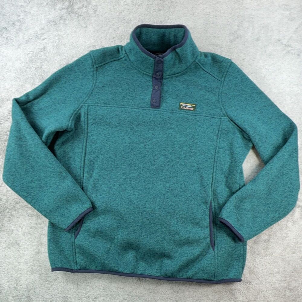 L.L.Bean Snap Pullover Women's XL Regular Teal Fleece Activewear
